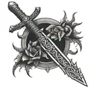 sword with thorns tattoo design idea