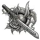 sword with thorns tattoo design idea