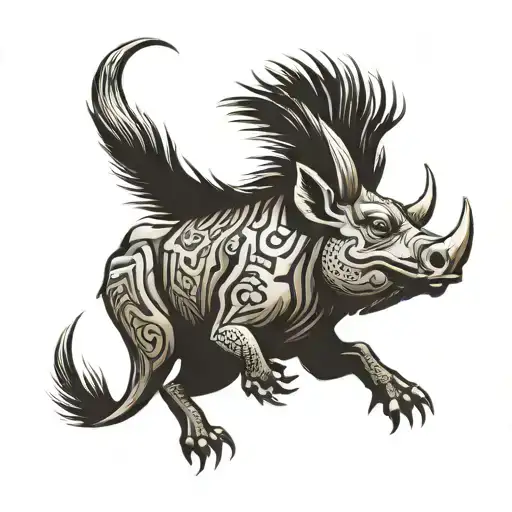 warthog warrior  tattoo design idea