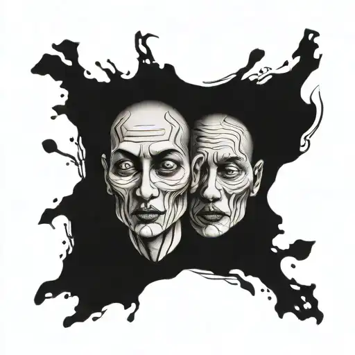 siamese twin head  tattoo design idea