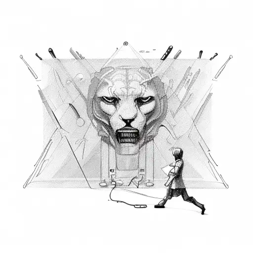 A sketch-like illustration of a psychologist's tools intertwined with nature tattoo design idea