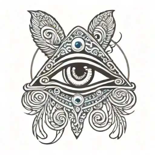 Anubi with eye of ra tattoo design idea