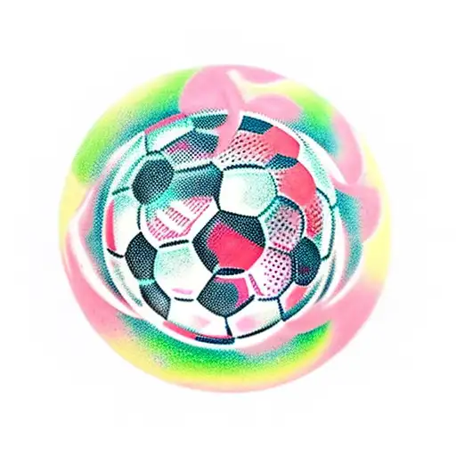 soccer ball delicate with pink colors tattoo design idea