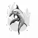 Create a cute and beautiful medium size dolphin tattoo and add VIIIMCMLXXIII somewhere tattoo design idea