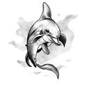 Create a badass but cute and beautiful medium size dolphin tattoo and add VIIIMCMLXXIII somewhere tattoo design idea
