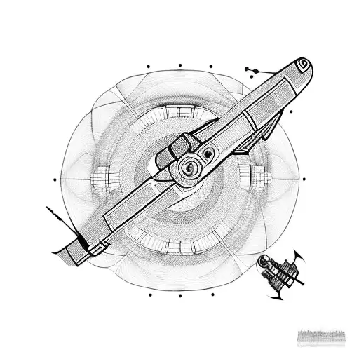 helicopter with 13 lines tattoo design idea