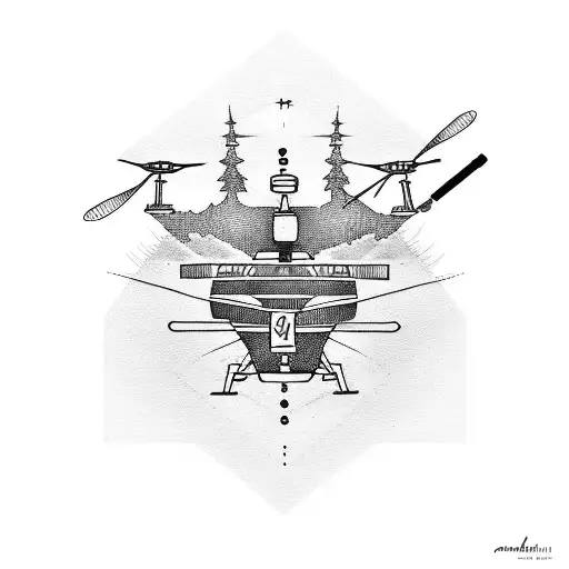 helicopter with 13 lines tattoo design idea