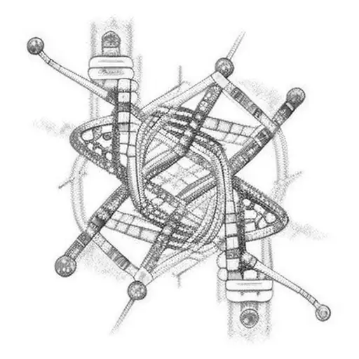 Double Helix DNA structure that shows scientific nucleotides. the DNA structure should break at middle to fragments whic tattoo design idea