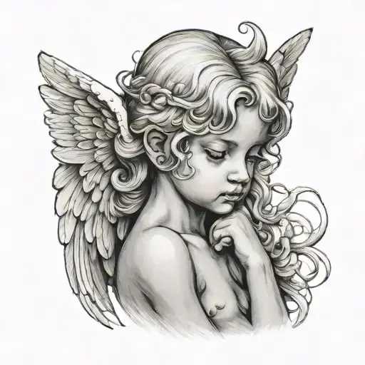 a cherubic angel whispering in my ear tattoo design idea