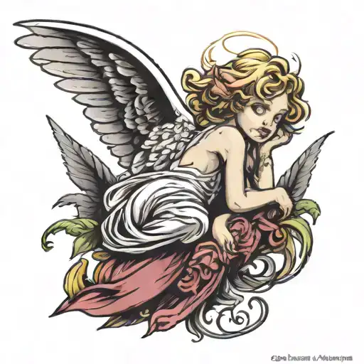 a cherubic angel whispering in my ear tattoo design idea