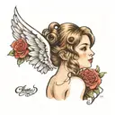 a cherubic angel whispering in my ear tattoo design idea