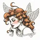 a cherubic angel whispering in my ear tattoo design idea