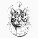 Cat sitting on a crescent moon tattoo design idea