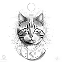 Cat sitting on a crescent moon tattoo design idea