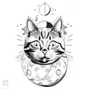 Cat sitting on a crescent moon tattoo design idea