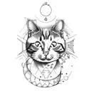 Cat sitting on a crescent moon tattoo design idea