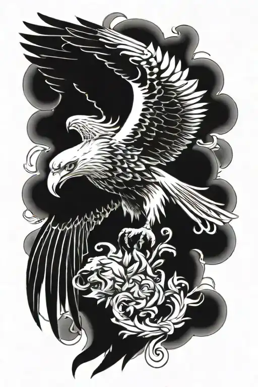 wing eagle and lions paw  tattoo design idea