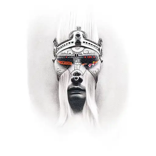 lonely warrior inside watch time tattoo design idea