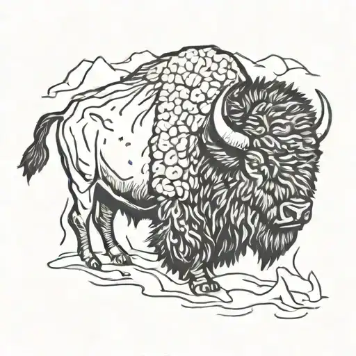 bison snow tattoo design idea