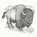 bison snow tattoo design idea