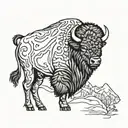bison snow tattoo design idea