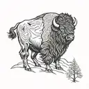 bison snow tattoo design idea