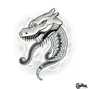 Snake biting it's own tail, surrounding a wolf tattoo design idea