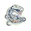 Snake biting it's own tail, surrounding a wolf tattoo design idea