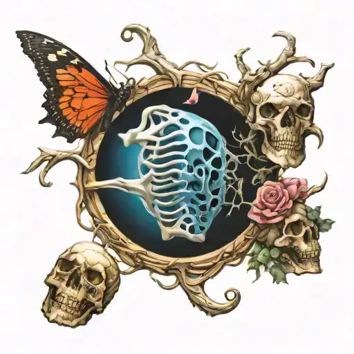 circle of bones and magic tattoo design idea
