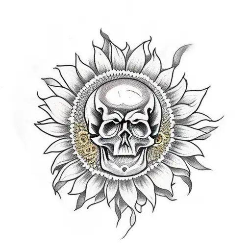 Premium Vector  Skull sun flower hand drawing for tattoo design tshirt and  many more free vector