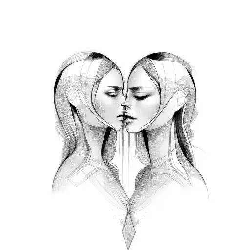 two women twin flame tattoo design idea
