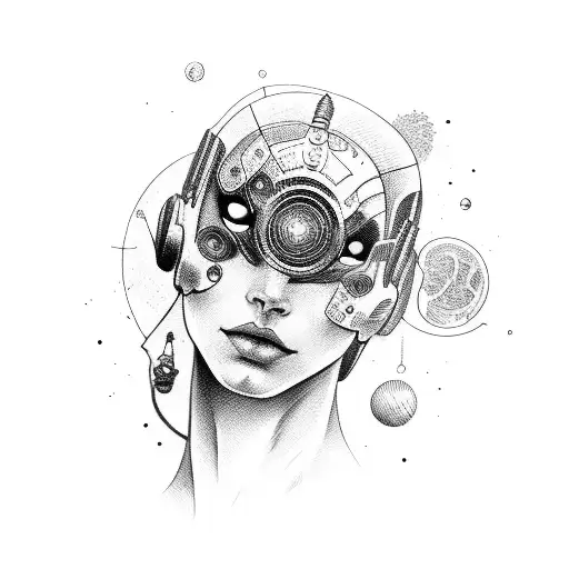 cyborg woman  tattoo design idea