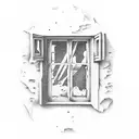 broken window with a sea view tattoo design idea