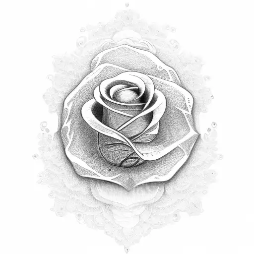 Medal with an engraved rose tattoo design idea