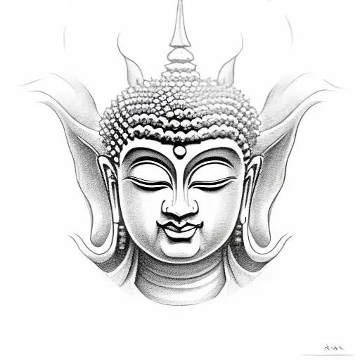 half buddha face sketch