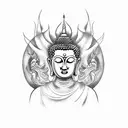 lord Buddha and devil tattoo design idea
