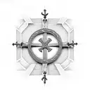 Saint peters Cross made out of three nails with a Roman background tattoo design idea