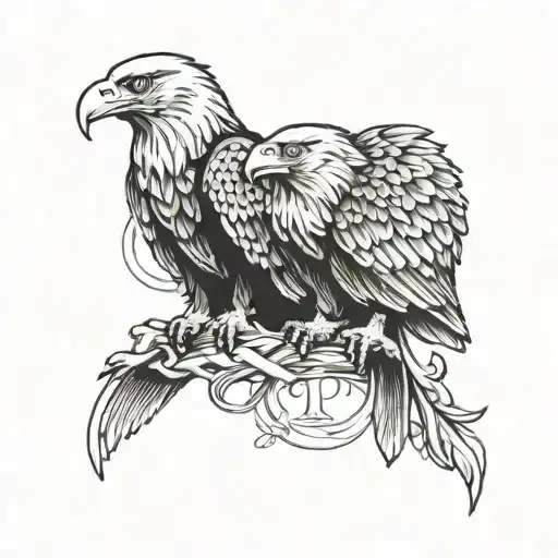 two eagles,  crust,  love, eternity,  together,  tattoo  tattoo design idea