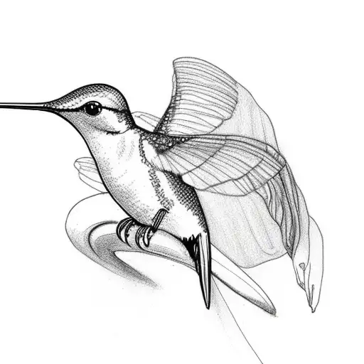 A delicate hummingbird perched on a horse's back tattoo design idea