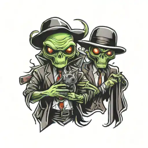 gangster aliens tattoo design idea