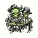gangster aliens tattoo design idea