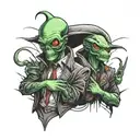 gangster aliens tattoo design idea