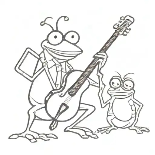 A tattoo inspired by the music of Paganini featuring frogs and minions tattoo design idea