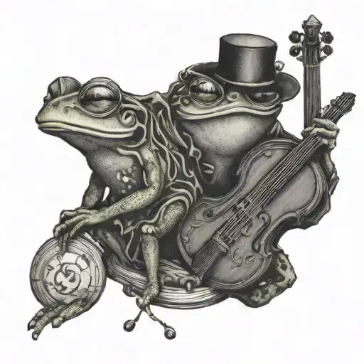 A tattoo inspired by the music of Paganini featuring frogs and minions tattoo design idea