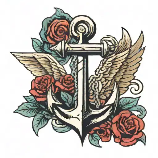 A traditional anchor with a medical cross and wings symbolizing the client's dual passion for the Navy and EMT work tattoo design idea