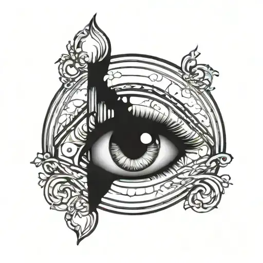 candle burning human 's eye inside a mirror reflecting tattoo design idea