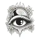 candle burning human 's eye inside a mirror reflecting tattoo design idea