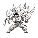 A Create a tattoo featuring characters from One Piece, Dragon Ball, Bleach, and Fairy Tail in a dynamic action pose tattoo design idea