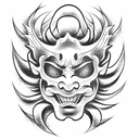 Hannya mask tattoo design idea