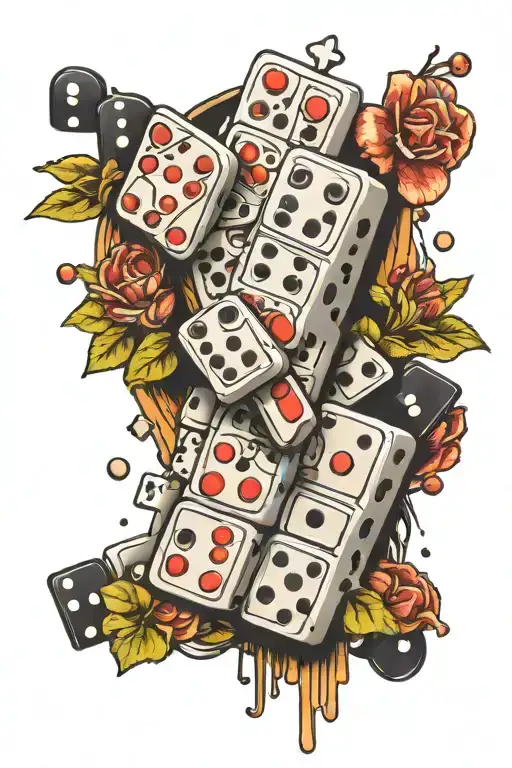 double six domino piece tattoo design idea